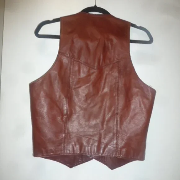 Chess King Vintage Brown Leather Vest Sz M - Picture 3 of 10